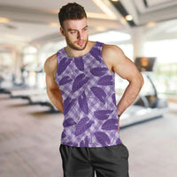 Purple Hawaii Kalo Palaka Motifs Men Tank Top Hawaiian Taro Leaves Elegant Vibes - Polynesian Pride