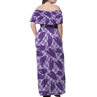 Purple Hawaii Kalo Palaka Motifs Off Shoulder Maxi Dress Hawaiian Taro Leaves Elegant Vibes - Polynesian Pride