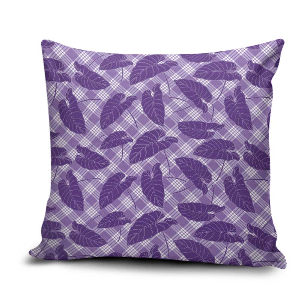 Purple Hawaii Kalo Palaka Motifs Pillow Cover Hawaiian Taro Leaves Elegant Vibes - Polynesian Pride