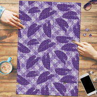 Purple Hawaii Kalo Palaka Motifs Puzzle Hawaiian Taro Leaves Elegant Vibes - Polynesian Pride
