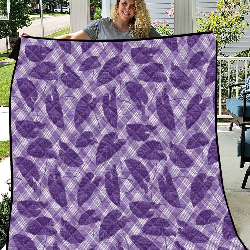 Purple Hawaii Kalo Palaka Motifs Quilt Hawaiian Taro Leaves Elegant Vibes - Polynesian Pride
