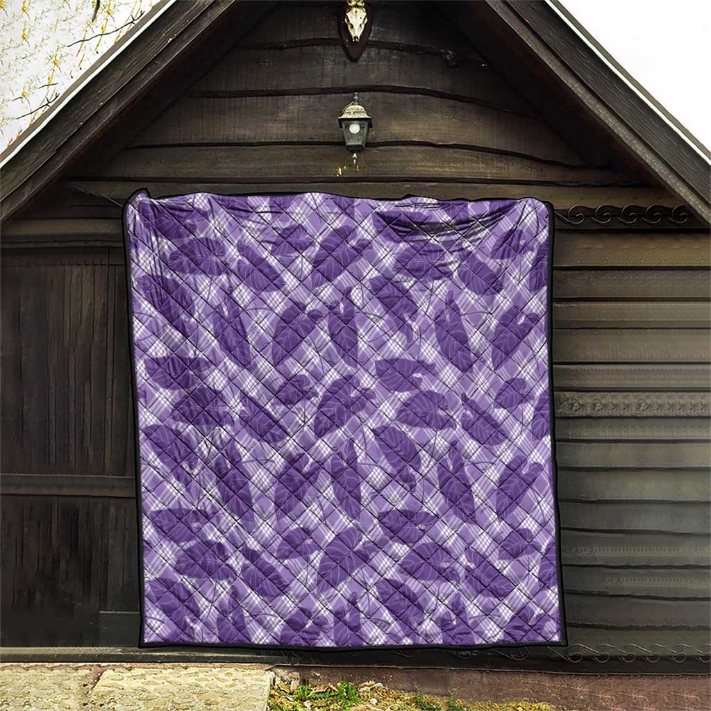 Purple Hawaii Kalo Palaka Motifs Quilt Hawaiian Taro Leaves Elegant Vibes - Polynesian Pride