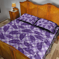Purple Hawaii Kalo Palaka Motifs Quilt Bed Set Hawaiian Taro Leaves Elegant Vibes - Polynesian Pride