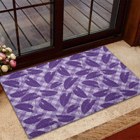 Purple Hawaii Kalo Palaka Motifs Rubber Doormat Hawaiian Taro Leaves Elegant Vibes - Polynesian Pride