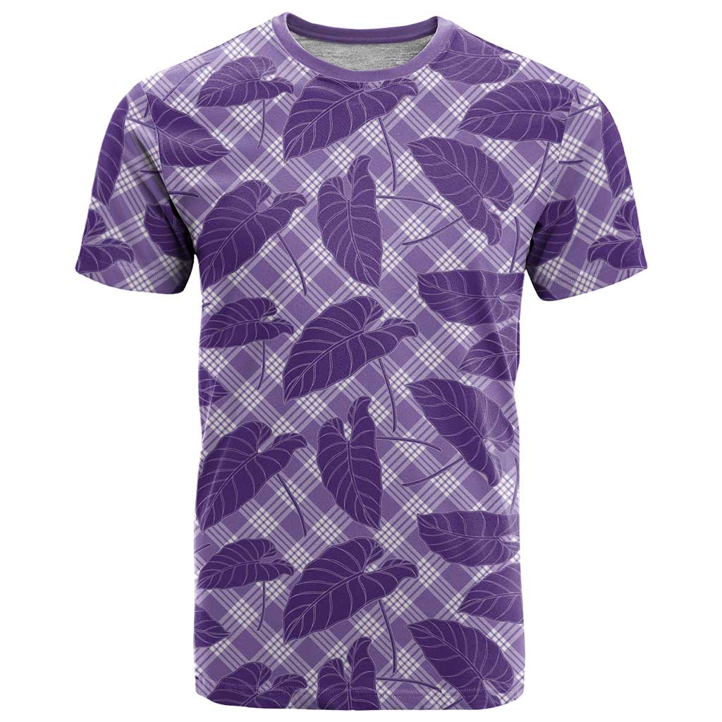 Purple Hawaii Kalo Palaka Motifs T Shirt Hawaiian Taro Leaves Elegant Vibes - Polynesian Pride