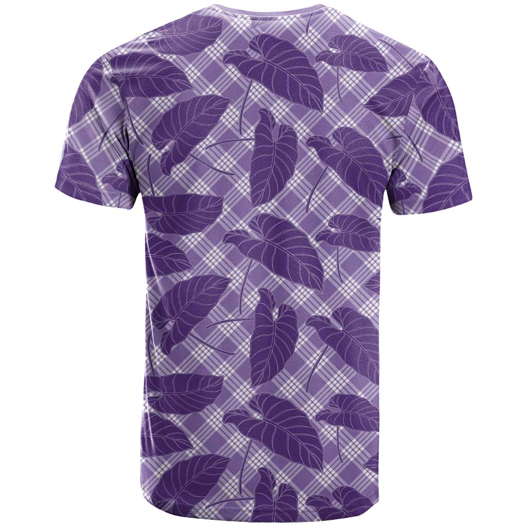 Purple Hawaii Kalo Palaka Motifs T Shirt Hawaiian Taro Leaves Elegant Vibes - Polynesian Pride