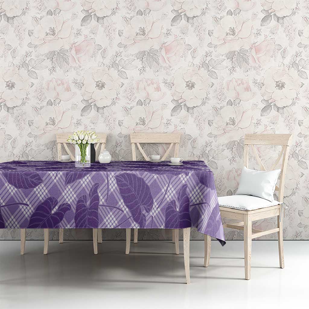 Purple Hawaii Kalo Palaka Motifs Tablecloth Hawaiian Taro Leaves Elegant Vibes - Polynesian Pride