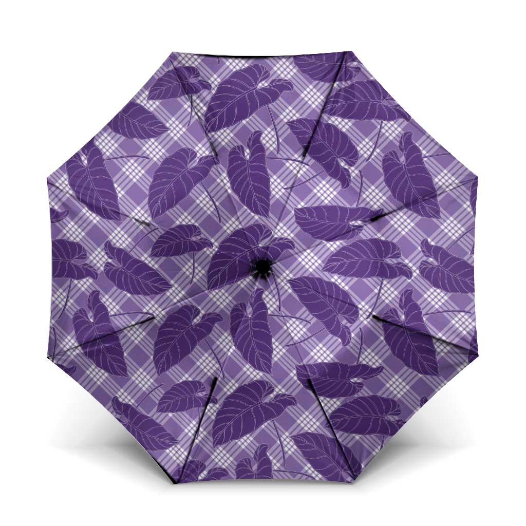 Purple Hawaii Kalo Palaka Motifs Umbrella Hawaiian Taro Leaves Elegant Vibes - Polynesian Pride