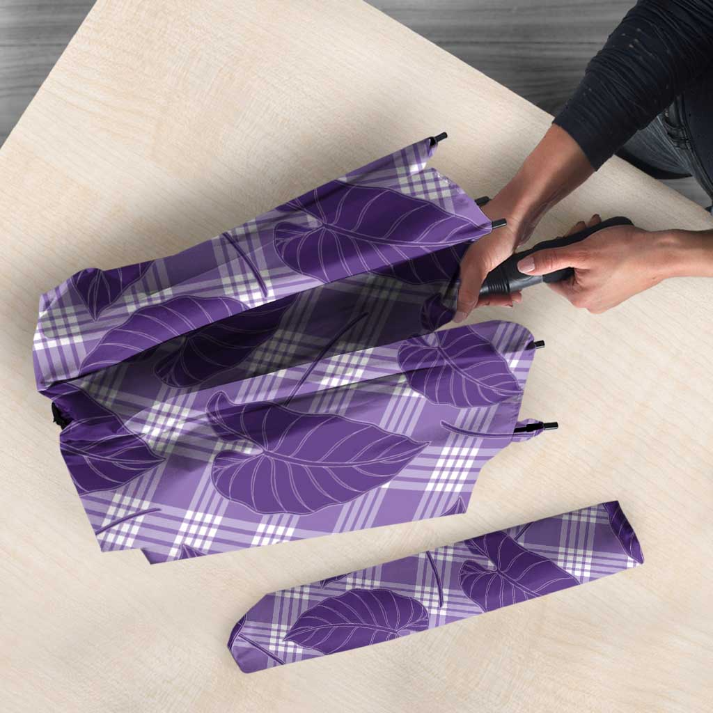 Purple Hawaii Kalo Palaka Motifs Umbrella Hawaiian Taro Leaves Elegant Vibes - Polynesian Pride