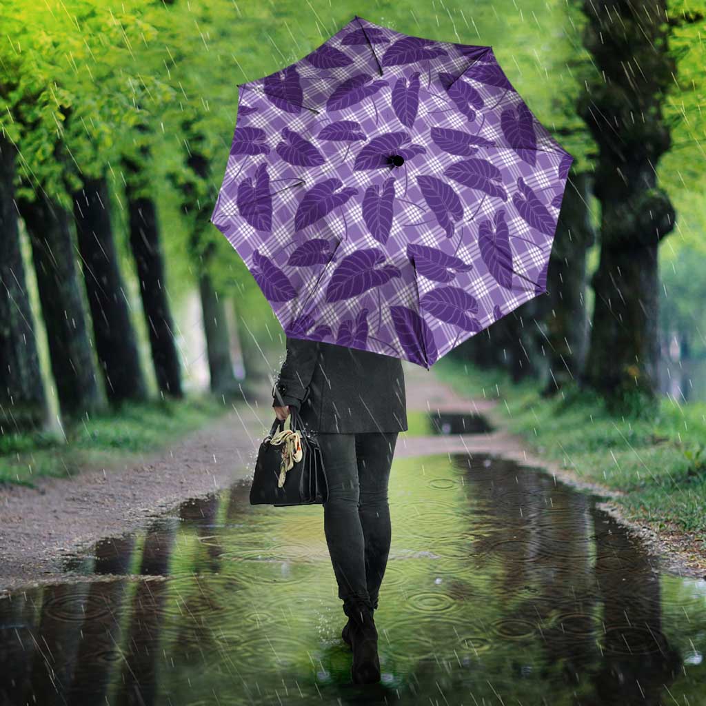 Purple Hawaii Kalo Palaka Motifs Umbrella Hawaiian Taro Leaves Elegant Vibes - Polynesian Pride