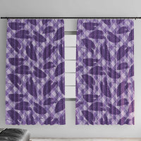 Purple Hawaii Kalo Palaka Motifs Window Curtain Hawaiian Taro Leaves Elegant Vibes - Polynesian Pride