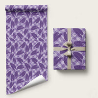 Purple Hawaii Kalo Palaka Motifs Wrapping Paper Hawaiian Taro Leaves Elegant Vibes - Polynesian Pride