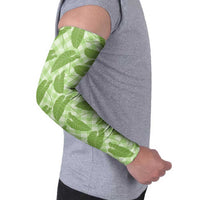 Green Hawaii Kalo Palaka Motifs Arm Sleeves Hawaiian Taro Leaves Elegant Vibes - Polynesian Pride