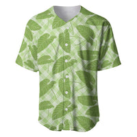 Green Hawaii Kalo Palaka Motifs Baseball Jersey Hawaiian Taro Leaves Elegant Vibes - Polynesian Pride