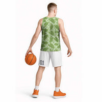 Green Hawaii Kalo Palaka Motifs Basketball Jersey Hawaiian Taro Leaves Elegant Vibes - Polynesian Pride