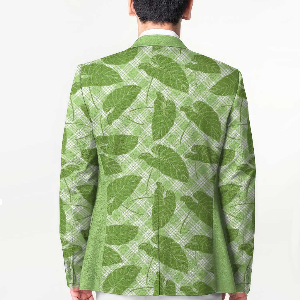 Green Hawaii Kalo Palaka Motifs Blazer Hawaiian Taro Leaves Elegant Vibes - Polynesian Pride