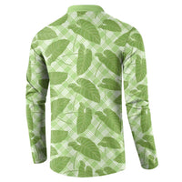 Green Hawaii Kalo Palaka Motifs Button Sweatshirt Hawaiian Taro Leaves Elegant Vibes - Polynesian Pride