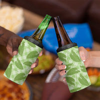 Green Hawaii Kalo Palaka Motifs 4 in 1 Can Cooler Tumbler Hawaiian Taro Leaves Elegant Vibes - Polynesian Pride
