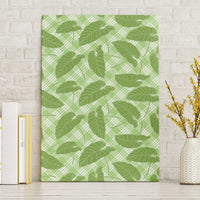 Green Hawaii Kalo Palaka Motifs Canvas Wall Art Hawaiian Taro Leaves Elegant Vibes - Polynesian Pride