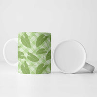 Green Hawaii Kalo Palaka Motifs Ceramic Mug Hawaiian Taro Leaves Elegant Vibes - Polynesian Pride