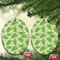 Green Hawaii Kalo Palaka Motifs Ceramic Ornament Hawaiian Taro Leaves Elegant Vibes - Polynesian Pride