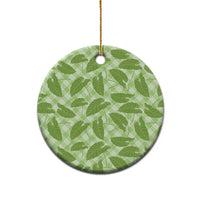 Green Hawaii Kalo Palaka Motifs Ceramic Ornament Hawaiian Taro Leaves Elegant Vibes - Polynesian Pride
