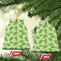 Green Hawaii Kalo Palaka Motifs Ceramic Ornament Hawaiian Taro Leaves Elegant Vibes - Polynesian Pride