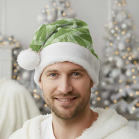 Green Hawaii Kalo Palaka Motifs Christmas Santa Hat Hawaiian Taro Leaves Elegant Vibes - Polynesian Pride