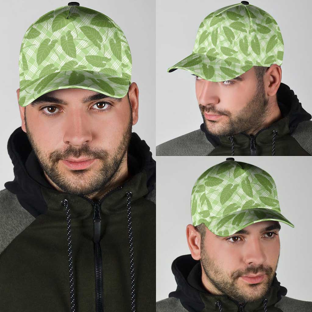 Green Hawaii Kalo Palaka Motifs Classic Cap Hawaiian Taro Leaves Elegant Vibes