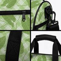 Green Hawaii Kalo Palaka Motifs Duffle Bag Hawaiian Taro Leaves Elegant Vibes