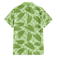 Green Hawaii Kalo Palaka Motifs Family Matching Off Shoulder Short Dress and Hawaiian Shirt Hawaiian Taro Leaves Elegant Vibes - Polynesian Pride