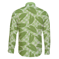 Green Hawaii Kalo Palaka Motifs Family Matching Puletasi and Hawaiian Shirt Hawaiian Taro Leaves Elegant Vibes - Polynesian Pride
