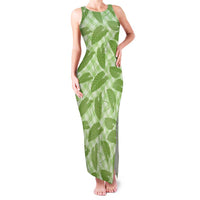 Green Hawaii Kalo Palaka Motifs Family Matching Tank Maxi Dress and Hawaiian Shirt Hawaiian Taro Leaves Elegant Vibes - Polynesian Pride