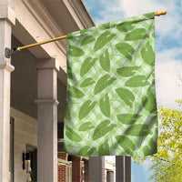 Green Hawaii Kalo Palaka Motifs Garden Flag Hawaiian Taro Leaves Elegant Vibes - Polynesian Pride