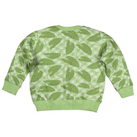 Green Hawaii Kalo Palaka Motifs Kid Ugly Christmas Sweater Hawaiian Taro Leaves Elegant Vibes - Polynesian Pride