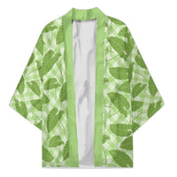 Green Hawaii Kalo Palaka Motifs Kimono Hawaiian Taro Leaves Elegant Vibes - Polynesian Pride