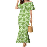 Green Hawaii Kalo Palaka Motifs Mermaid Dress Hawaiian Taro Leaves Elegant Vibes - Polynesian Pride