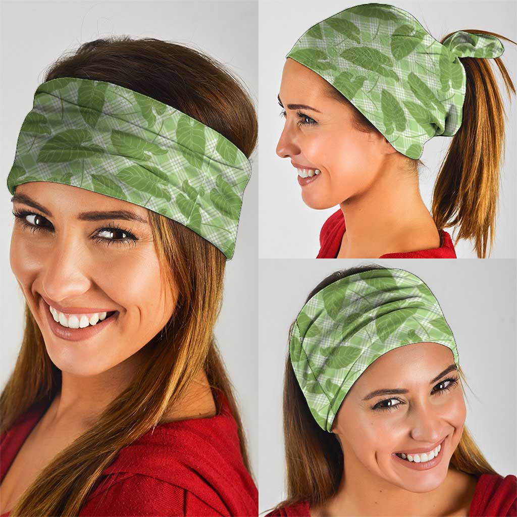 Green Hawaii Kalo Palaka Motifs Neck Gaiter Hawaiian Taro Leaves Elegant Vibes - Polynesian Pride