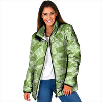 Green Hawaii Kalo Palaka Motifs Padded Jacket Hawaiian Taro Leaves Elegant Vibes - Polynesian Pride