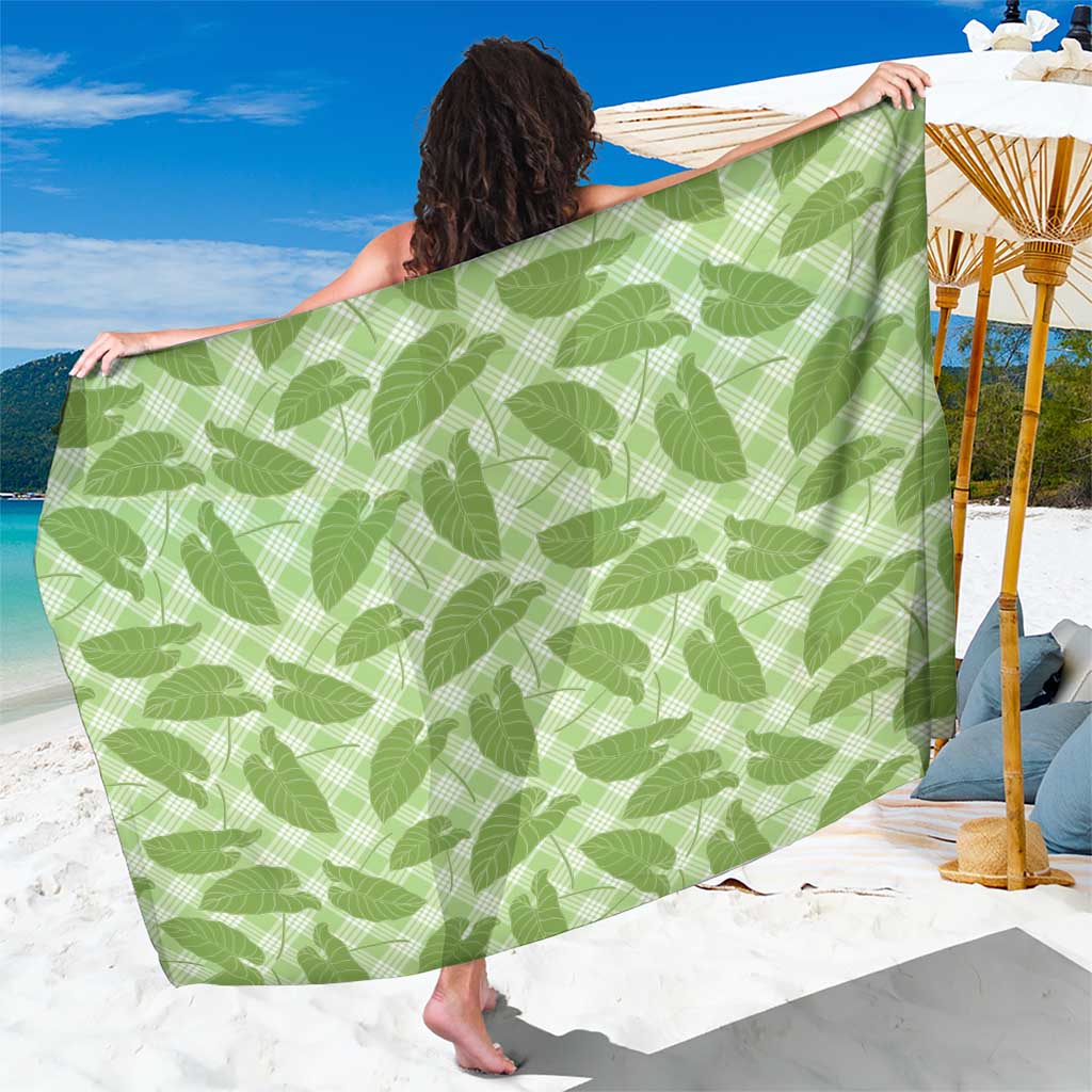 Green Hawaii Kalo Palaka Motifs Sarong Hawaiian Taro Leaves Elegant Vibes - Polynesian Pride