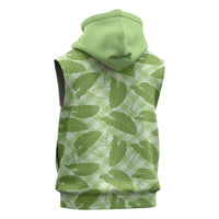 Green Hawaii Kalo Palaka Motifs Sleeveless Zip Hoodie Hawaiian Taro Leaves Elegant Vibes - Polynesian Pride