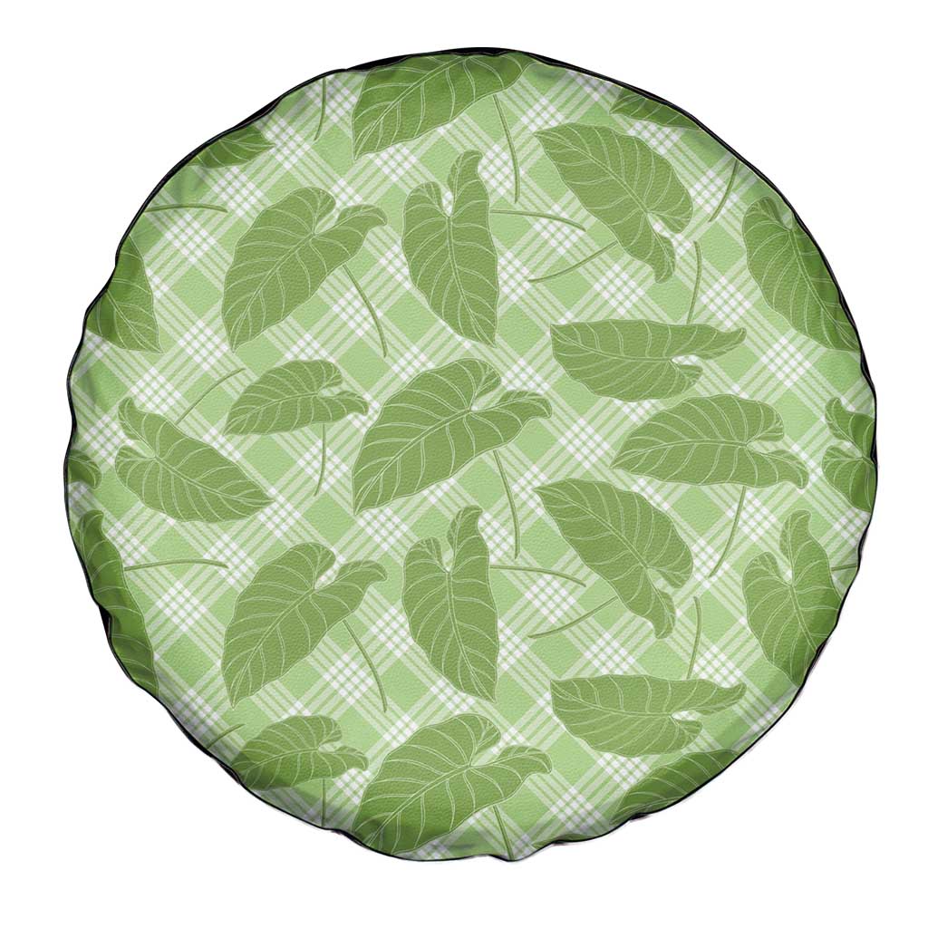 Green Hawaii Kalo Palaka Motifs Spare Tire Cover Hawaiian Taro Leaves Elegant Vibes - Polynesian Pride