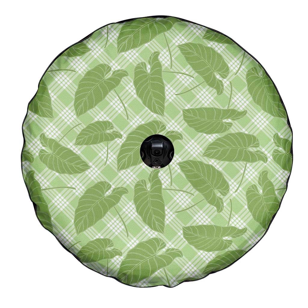 Green Hawaii Kalo Palaka Motifs Spare Tire Cover Hawaiian Taro Leaves Elegant Vibes - Polynesian Pride