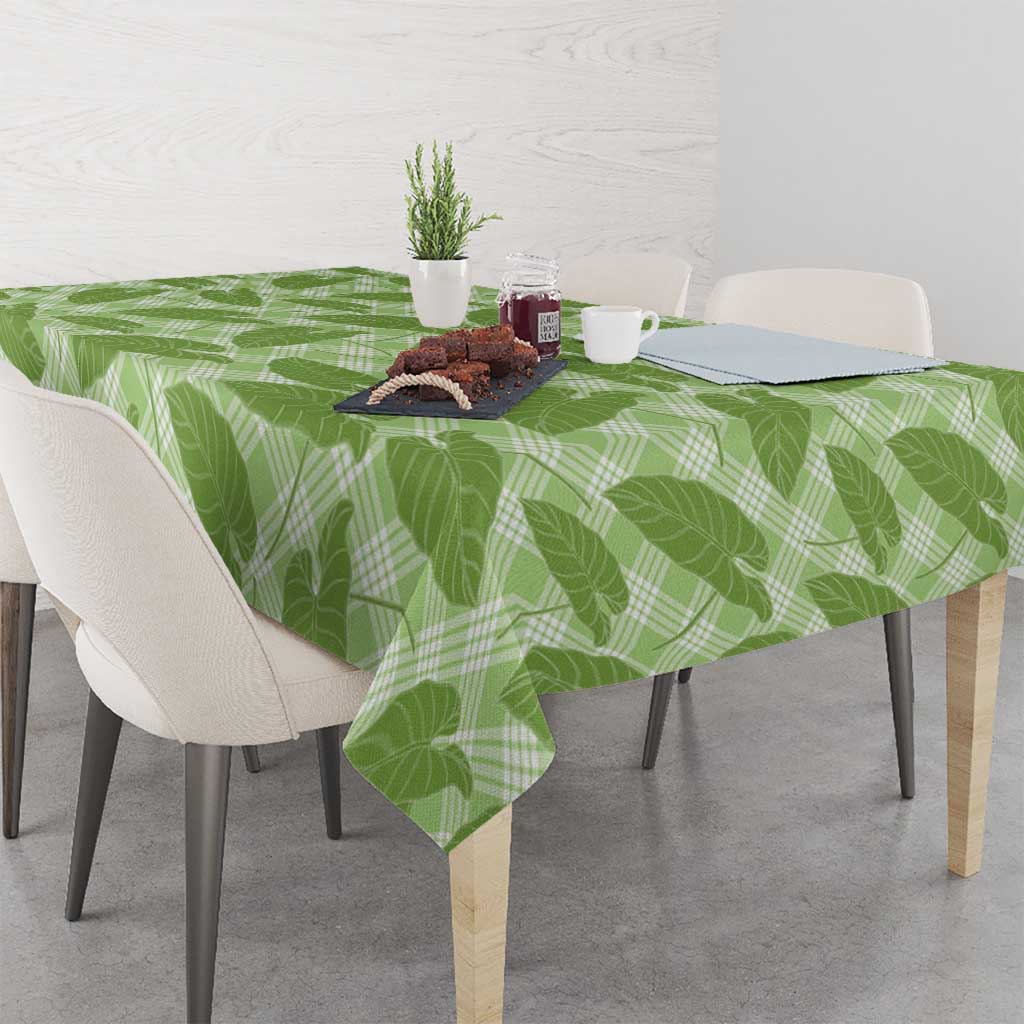 Green Hawaii Kalo Palaka Motifs Tablecloth Hawaiian Taro Leaves Elegant Vibes - Polynesian Pride