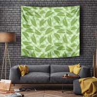 Green Hawaii Kalo Palaka Motifs Tapestry Hawaiian Taro Leaves Elegant Vibes - Polynesian Pride