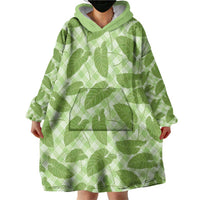 Green Hawaii Kalo Palaka Motifs Wearable Blanket Hoodie Hawaiian Taro Leaves Elegant Vibes - Polynesian Pride