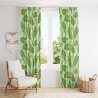 Green Hawaii Kalo Palaka Motifs Window Curtain Hawaiian Taro Leaves Elegant Vibes - Polynesian Pride