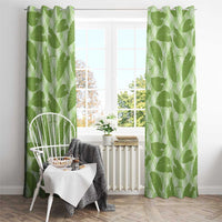 Green Hawaii Kalo Palaka Motifs Window Curtain Hawaiian Taro Leaves Elegant Vibes - Polynesian Pride