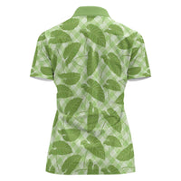 Green Hawaii Kalo Palaka Motifs Women Polo Shirt Hawaiian Taro Leaves Elegant Vibes - Polynesian Pride