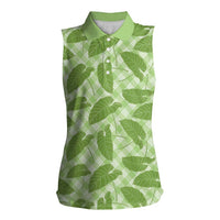 Green Hawaii Kalo Palaka Motifs Women Sleeveless Polo Shirt Hawaiian Taro Leaves Elegant Vibes - Polynesian Pride